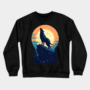 Full Moon Midnight Lone Aplha Black Dire Wolf Crewneck Sweatshirt